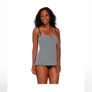 Spanx Striped Ruffled Swim Dress Size 6 NEW